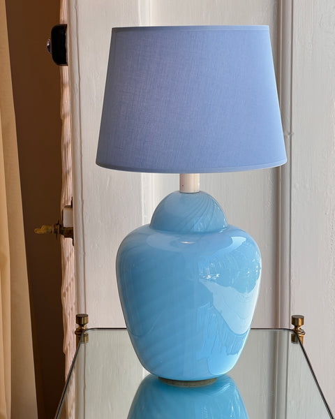 Vintage light blue swirl Murano table lamp (Medium) (with shade)