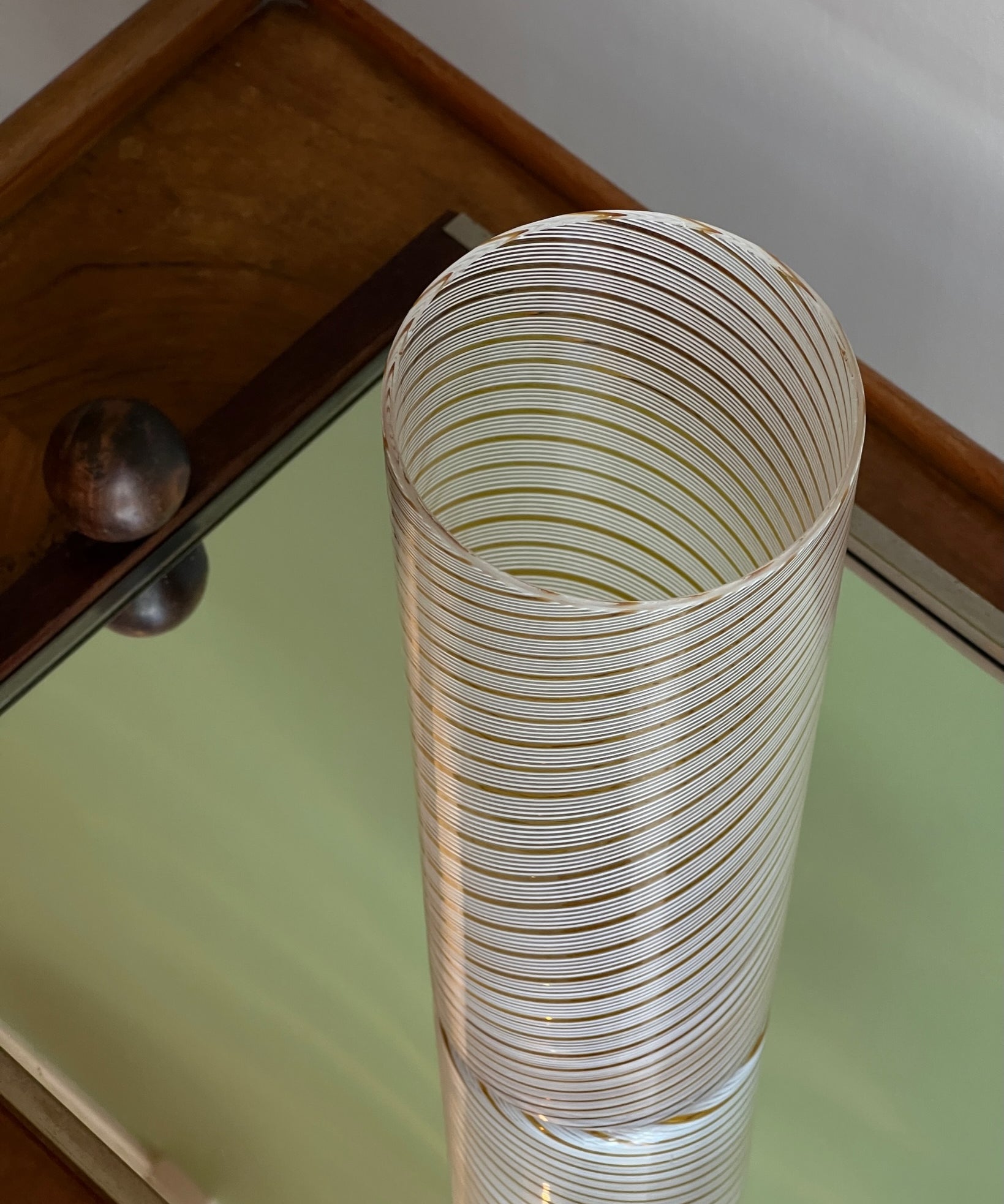 Vintage golden / white swirl Murano vase