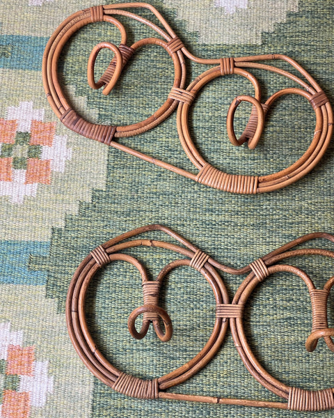 Vintage rattan coat rack