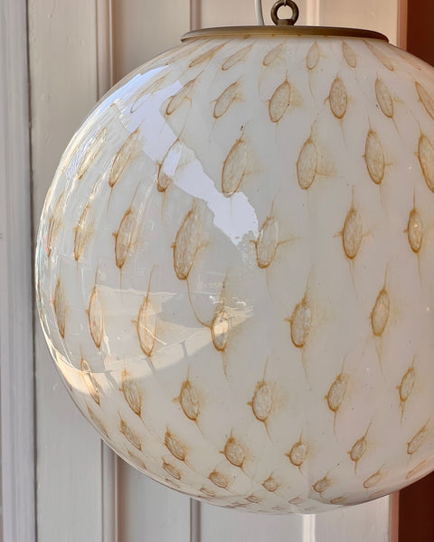 Vintage round white/gold dotted Murano ceiling lamp (D40)