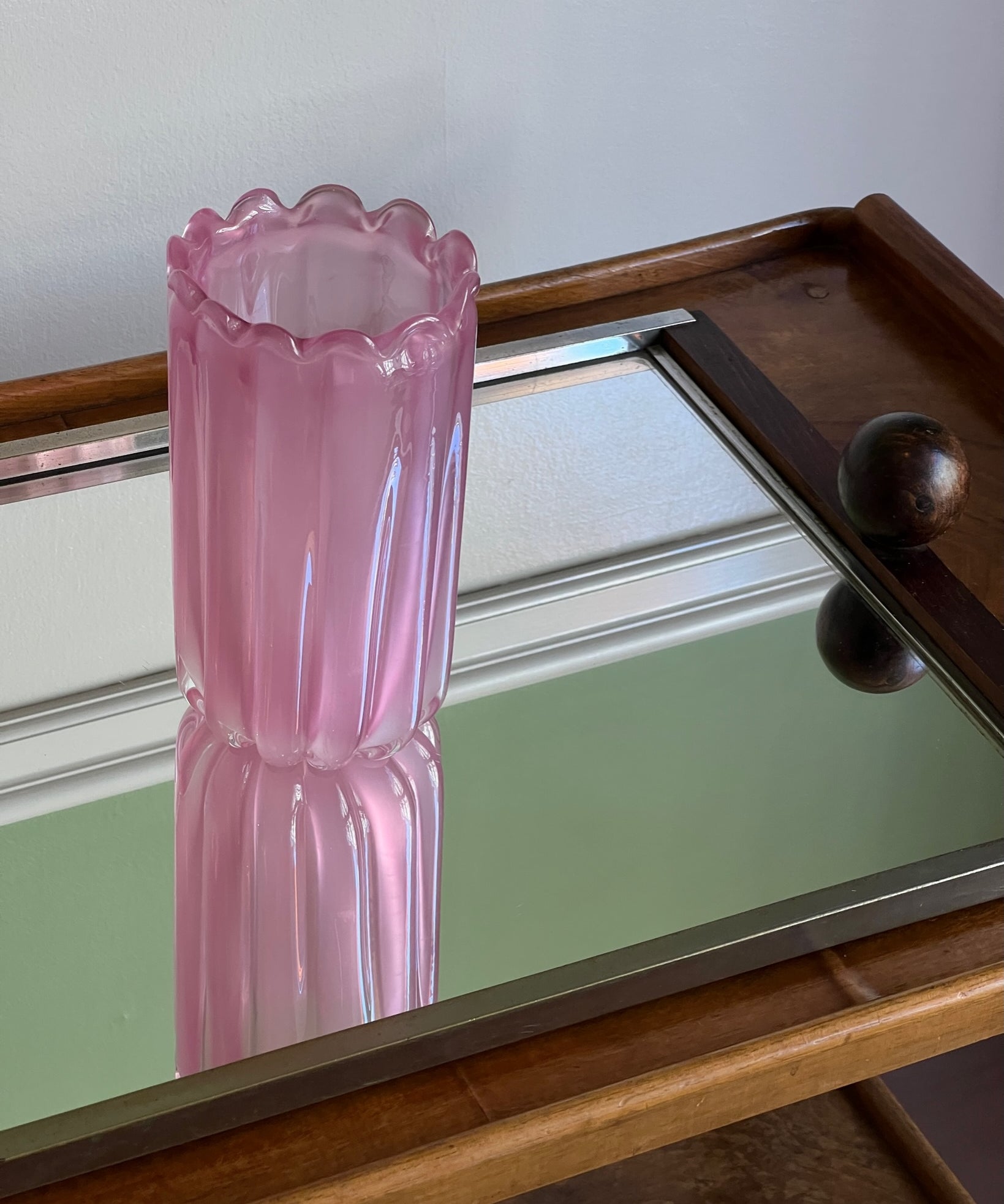 Vintage opal pink Murano vase