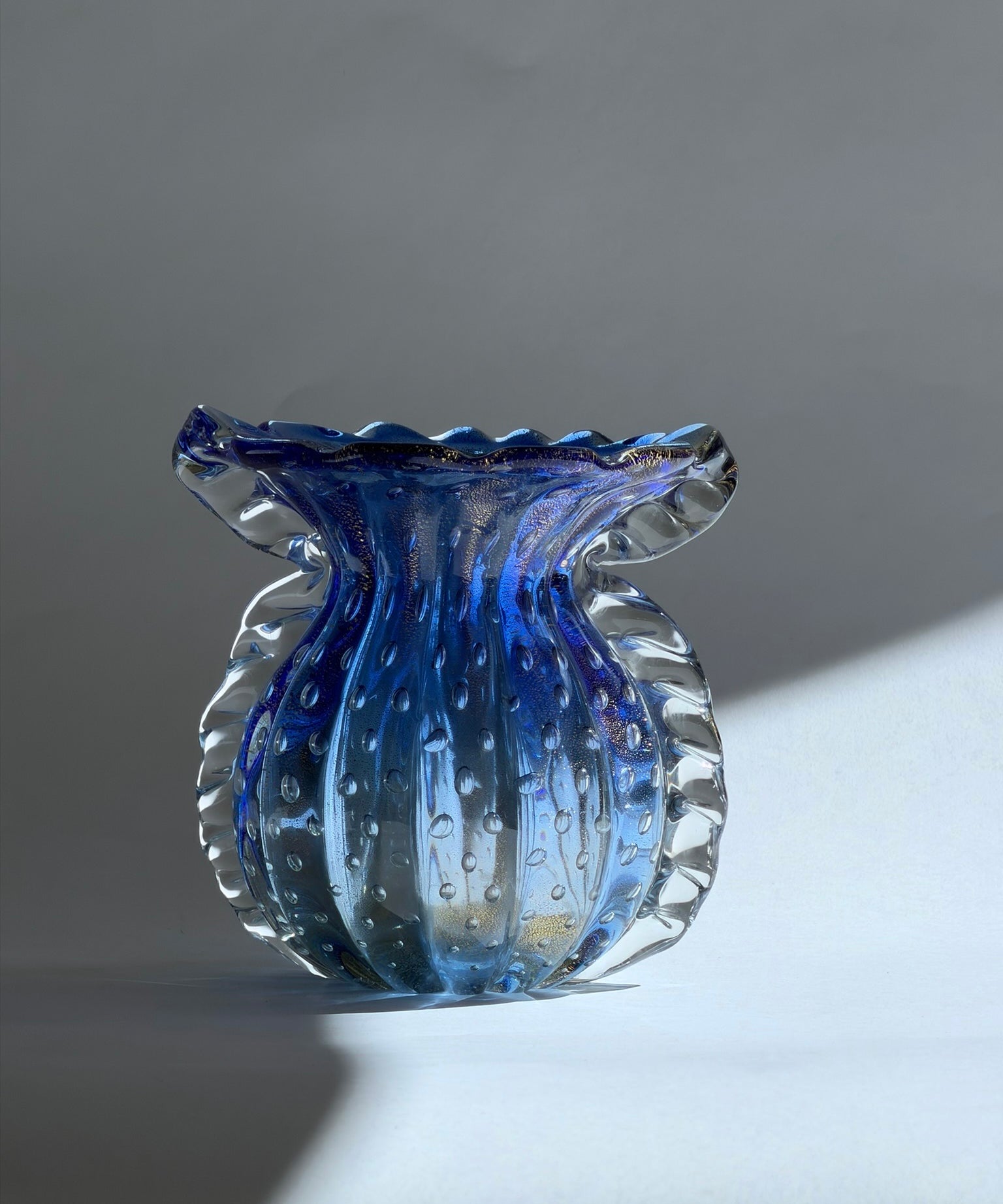 Vintage blue/white Murano vase
