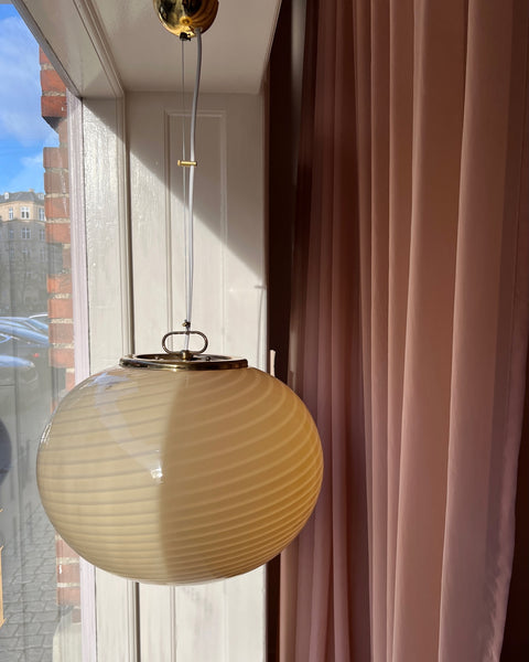 Vintage oval yellow swirl Murano ceiling lamp (D45)