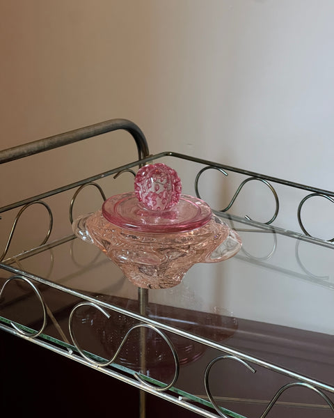 Vintage pink / clear Murano bonbonniere