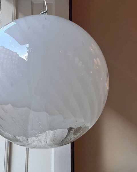 Vintage white clear Murano ceiling lamp (D40)