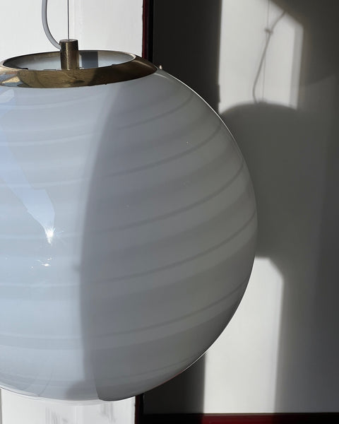 Vintage white swirl Murano ceiling lamp (D40)