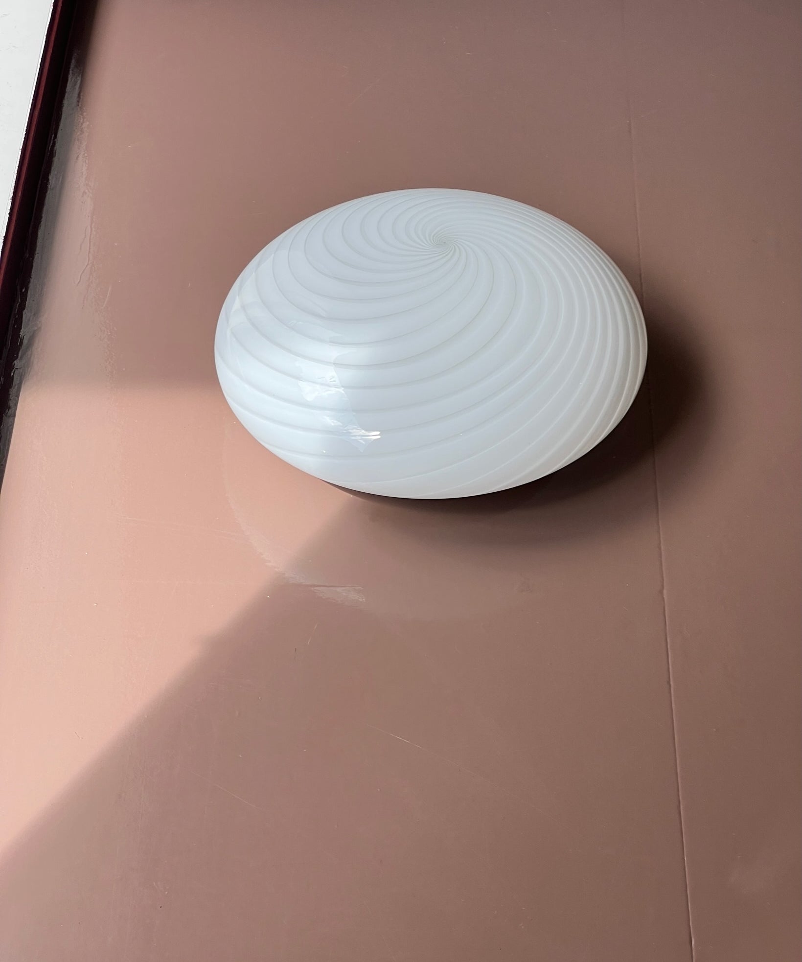 Vintage Murano white swirl ceiling/wall lamp (D36)