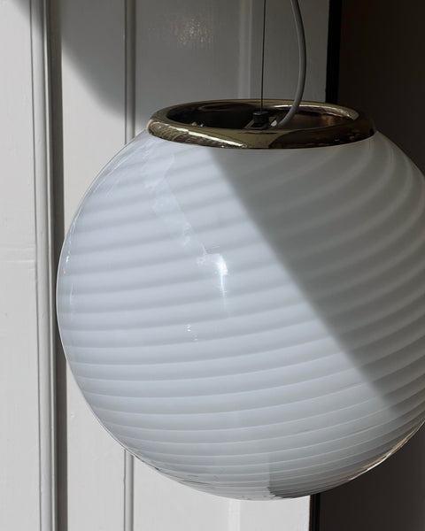 Vintage Murano white swirl ceiling lamp (D35)