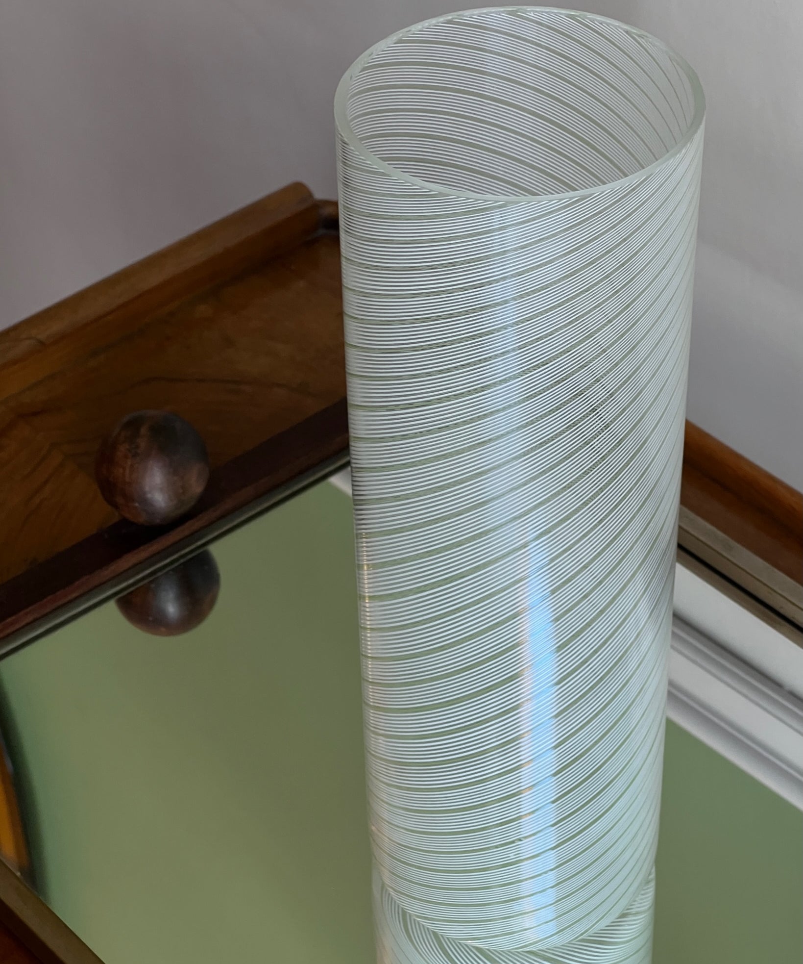 Vintage green / white swirl Murano vase