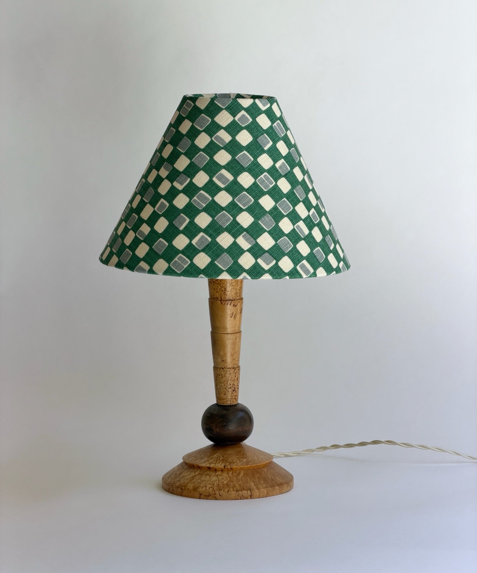 Vintage burl wood table lamp (incl. lampshade)