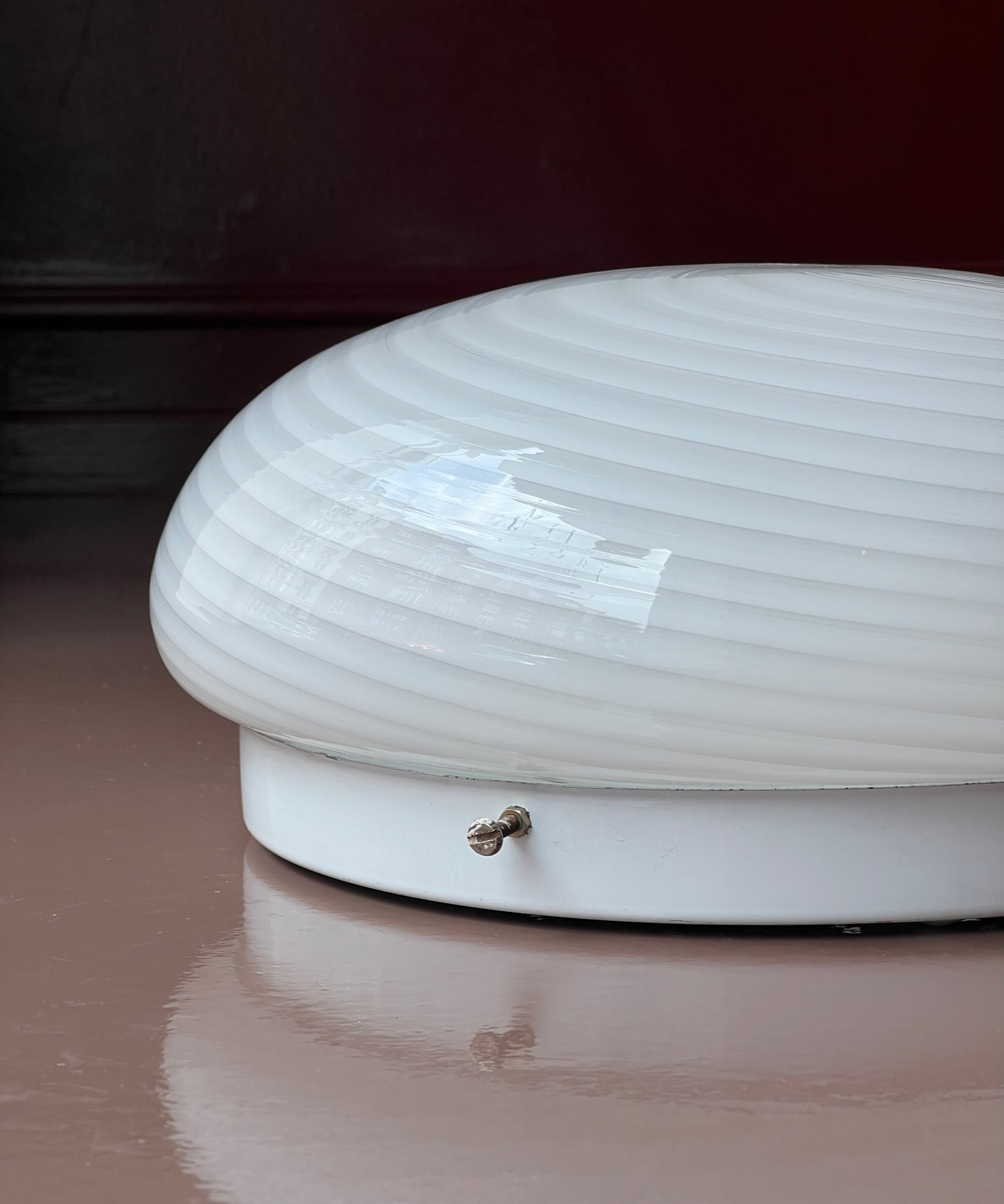 Vintage Murano white swirl ceiling/wall lamp (D30)