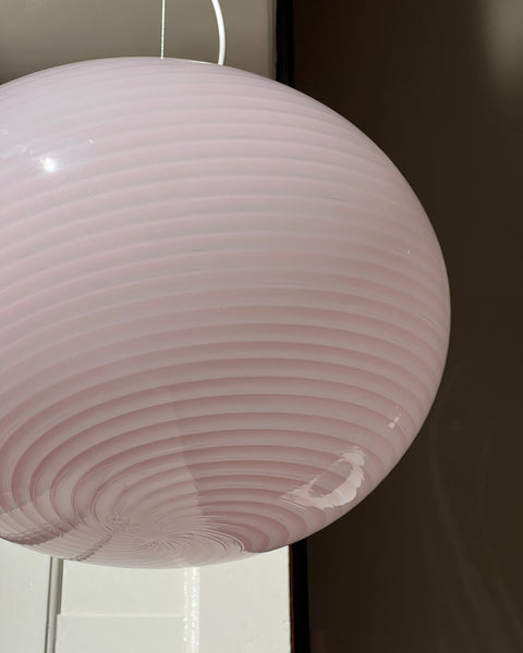 Vintage oval pink swirl Murano ceiling lamp (D45)