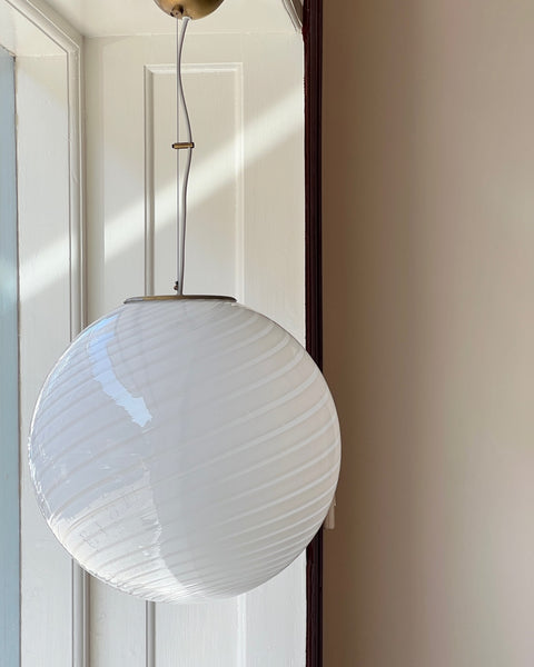 Vintage Murano white swirl ceiling lamp (D40)