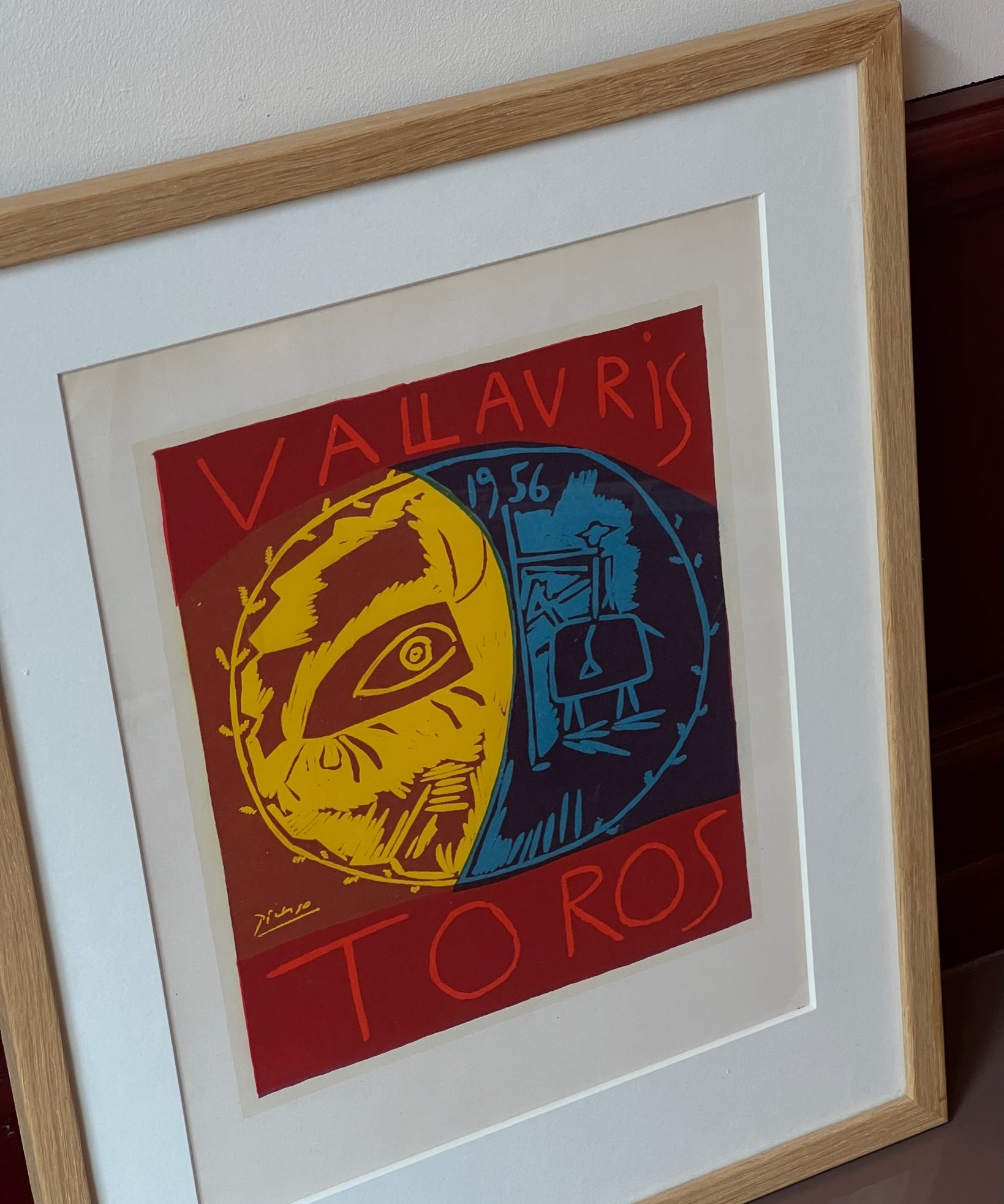Vintage framed lithograph, Vallauris 1956 Toros, Pablo Picasso