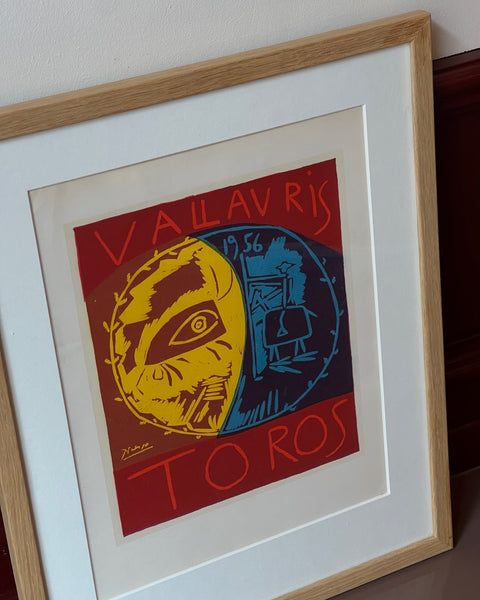 Vintage framed lithograph, Vallauris 1956 Toros, Pablo Picasso