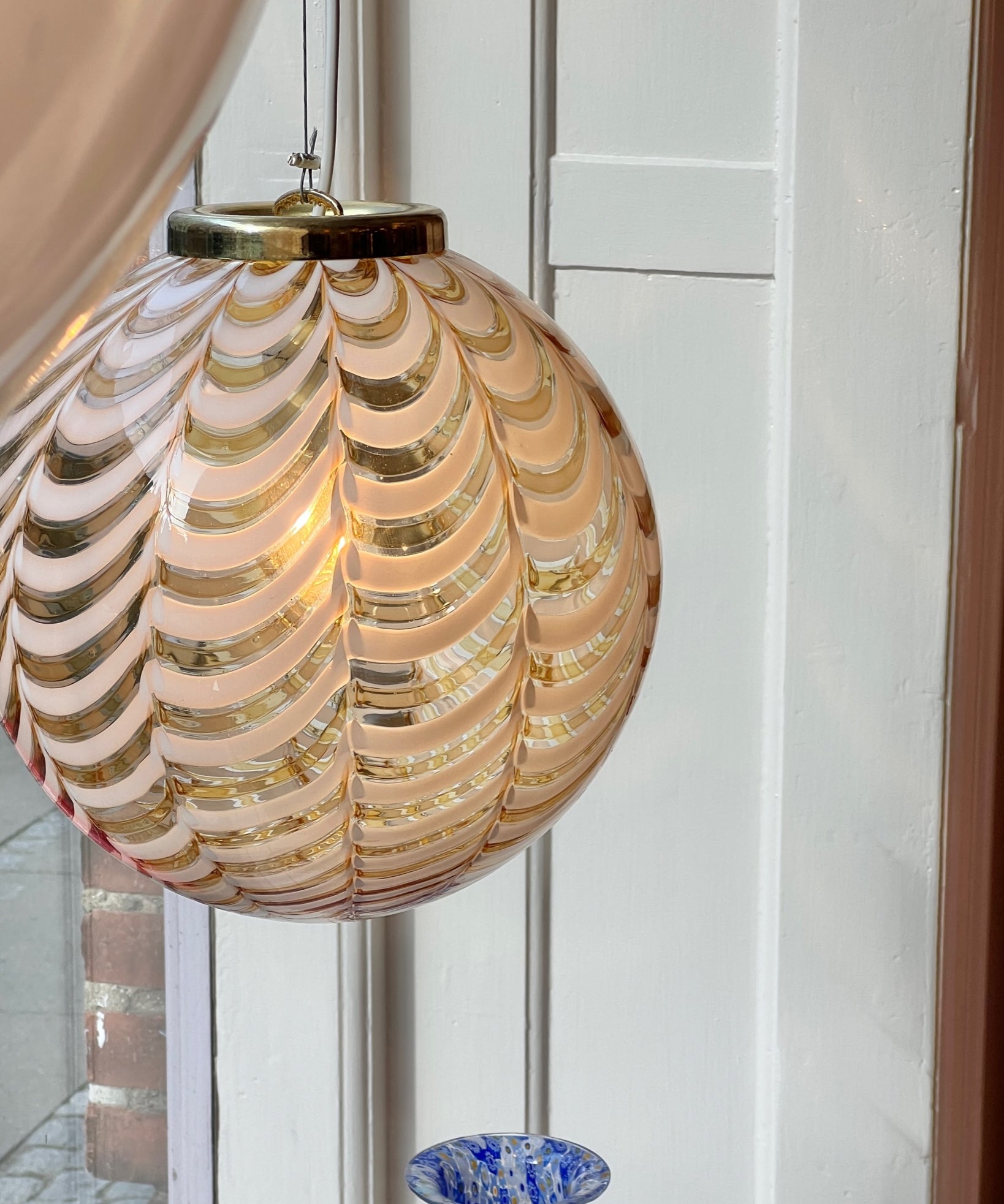 Vintage Murano golden/transparent patterned ceiling lamp (D30)
