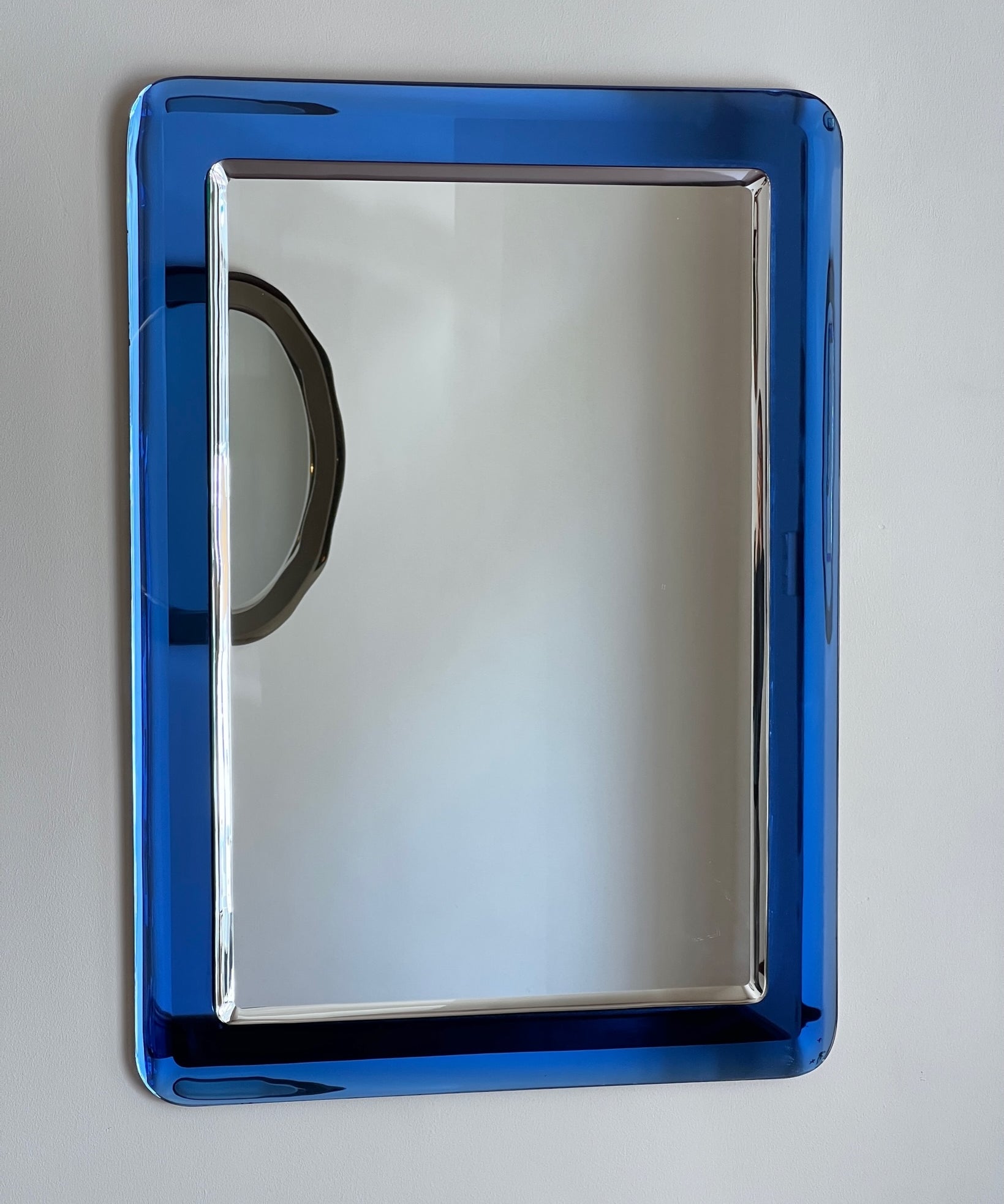 Vintage Italian mirror with blue mirror frame