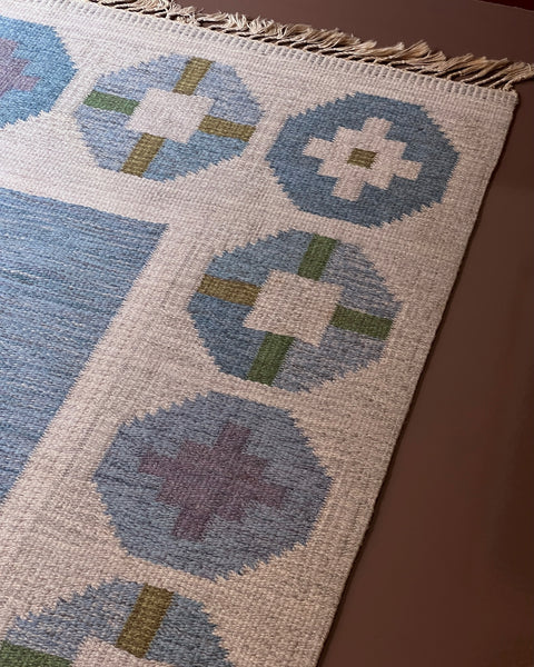 Vintage flat weave rug by Birgitta Södergren (BS)