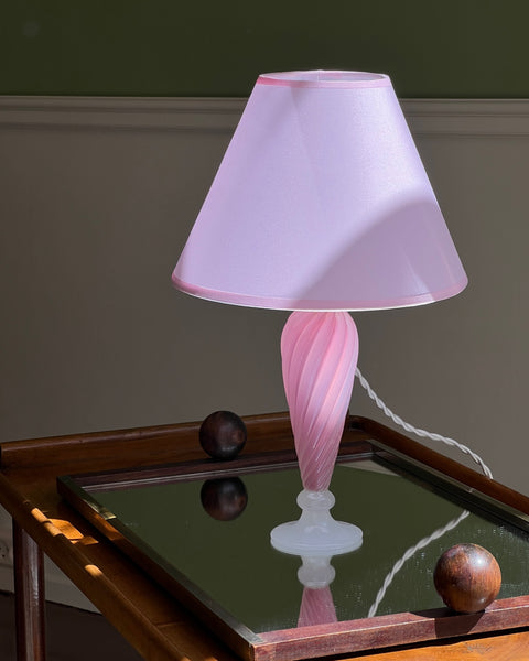 Vintage opal pink Murano table lamp (with shade)