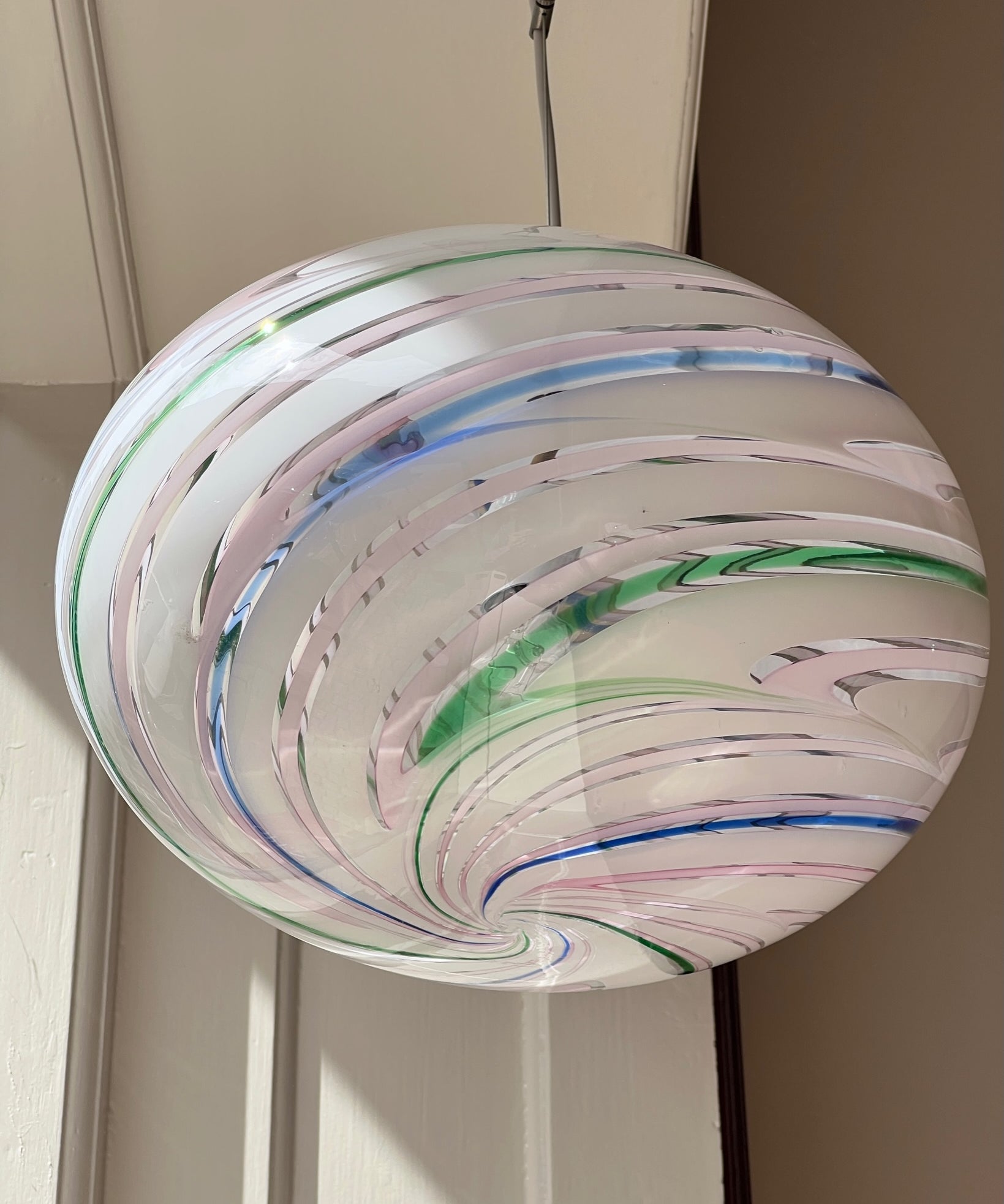 Vintage oval Murano multi-coloured/transparent ceiling lamp (D38)