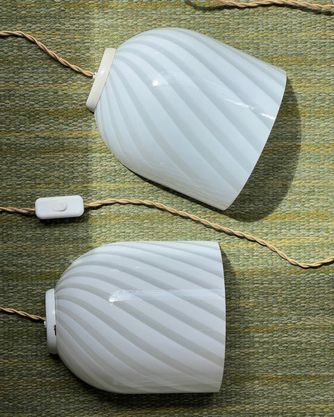 Vintage Murano white swirl wall lamp (6 available)