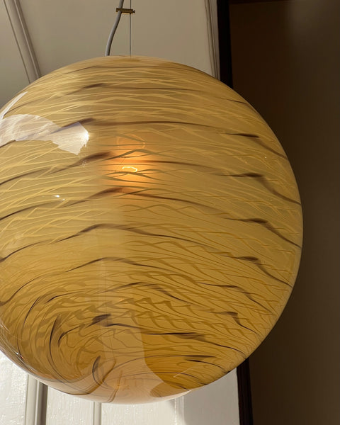 Vintage yellow/cream/brown swirl Murano ceiling lamp (D45)