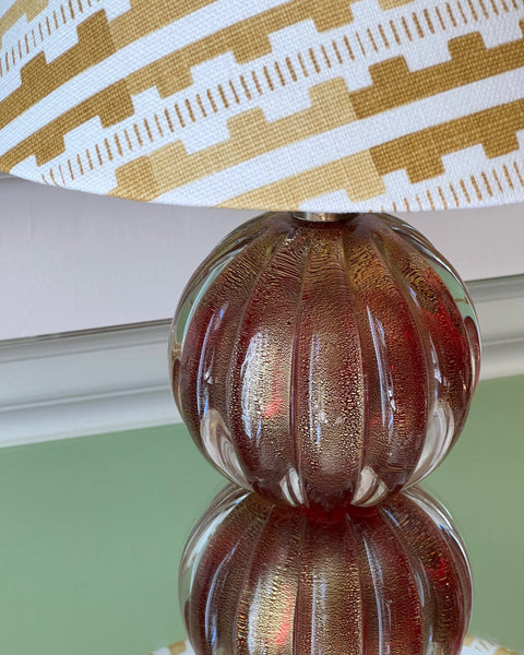 Vintage red/golden Murano table lamp (incl. lampshade)