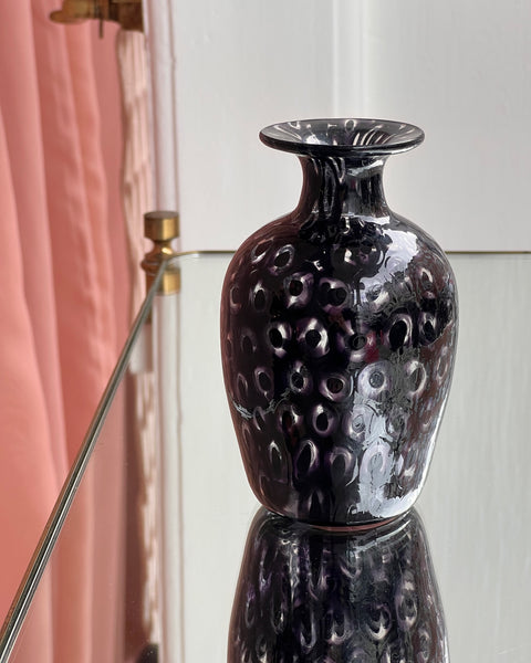 Vintage black Millefiori Murano vase