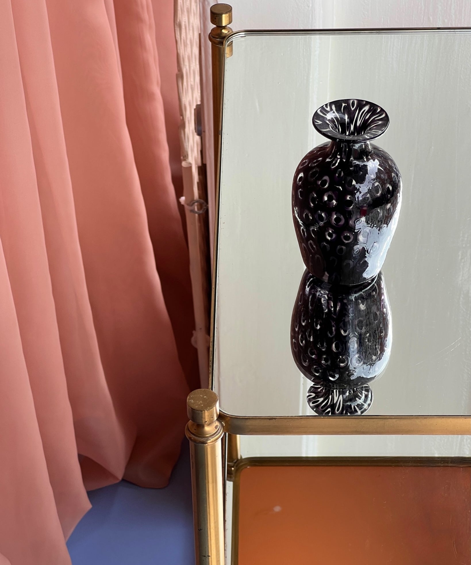 Vintage black Millefiori Murano vase