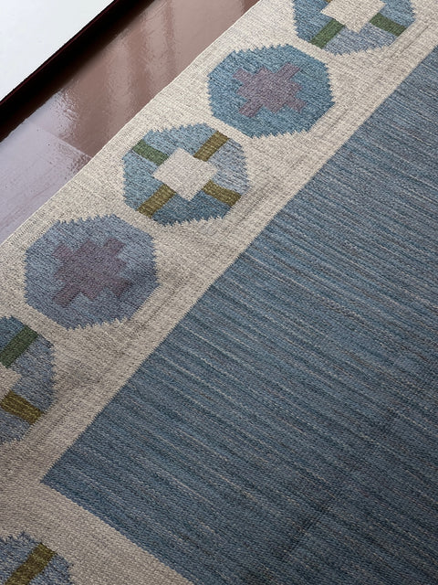 Vintage flat weave rug by Birgitta Södergren (BS)