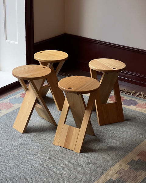 Vintage foldable wooden stool/side table (4 available)