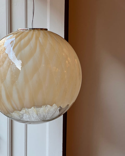 Large vintage golden clear Murano ceiling lamp (D50)