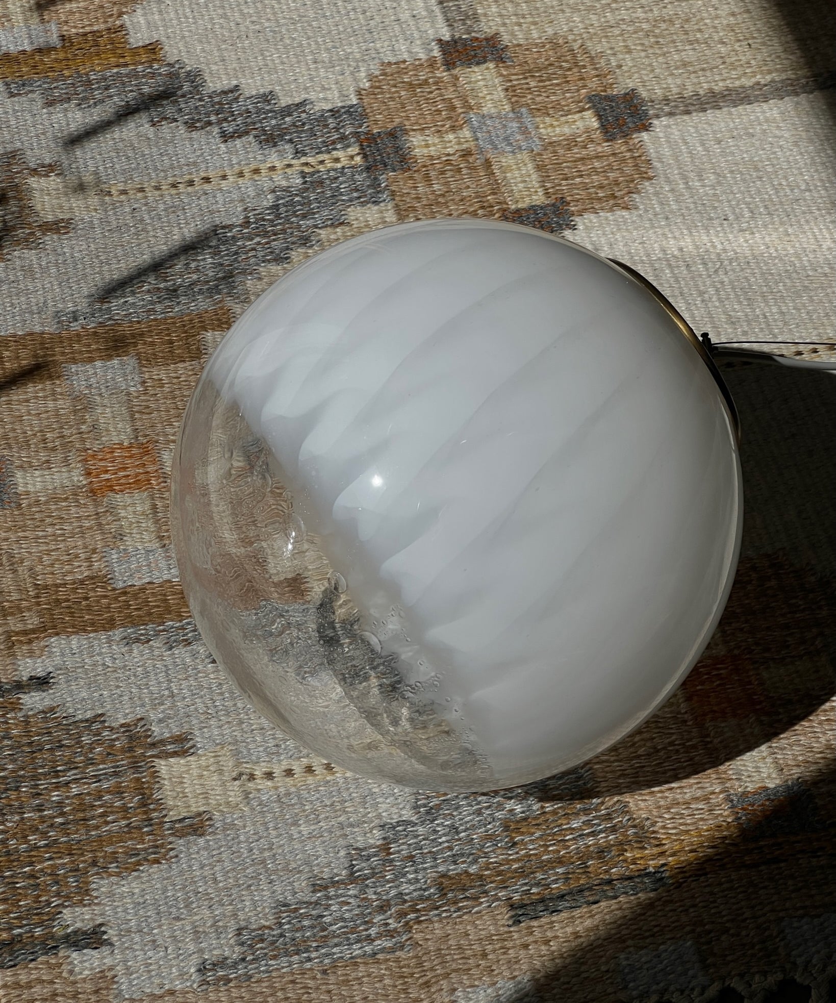 Vintage white clear Murano ceiling lamp (D35)