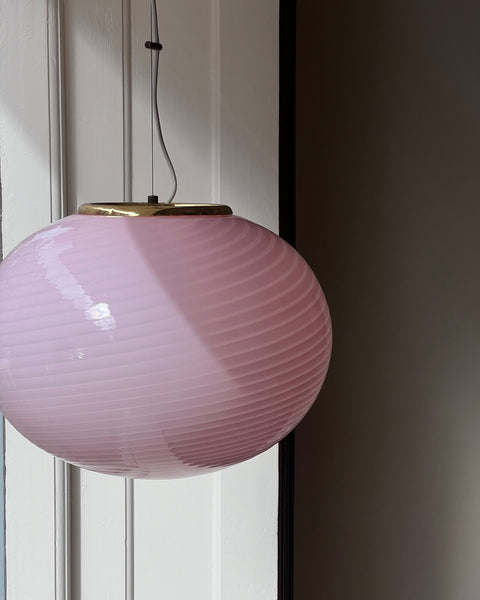 Vintage oval pink swirl Murano ceiling lamp (D46)