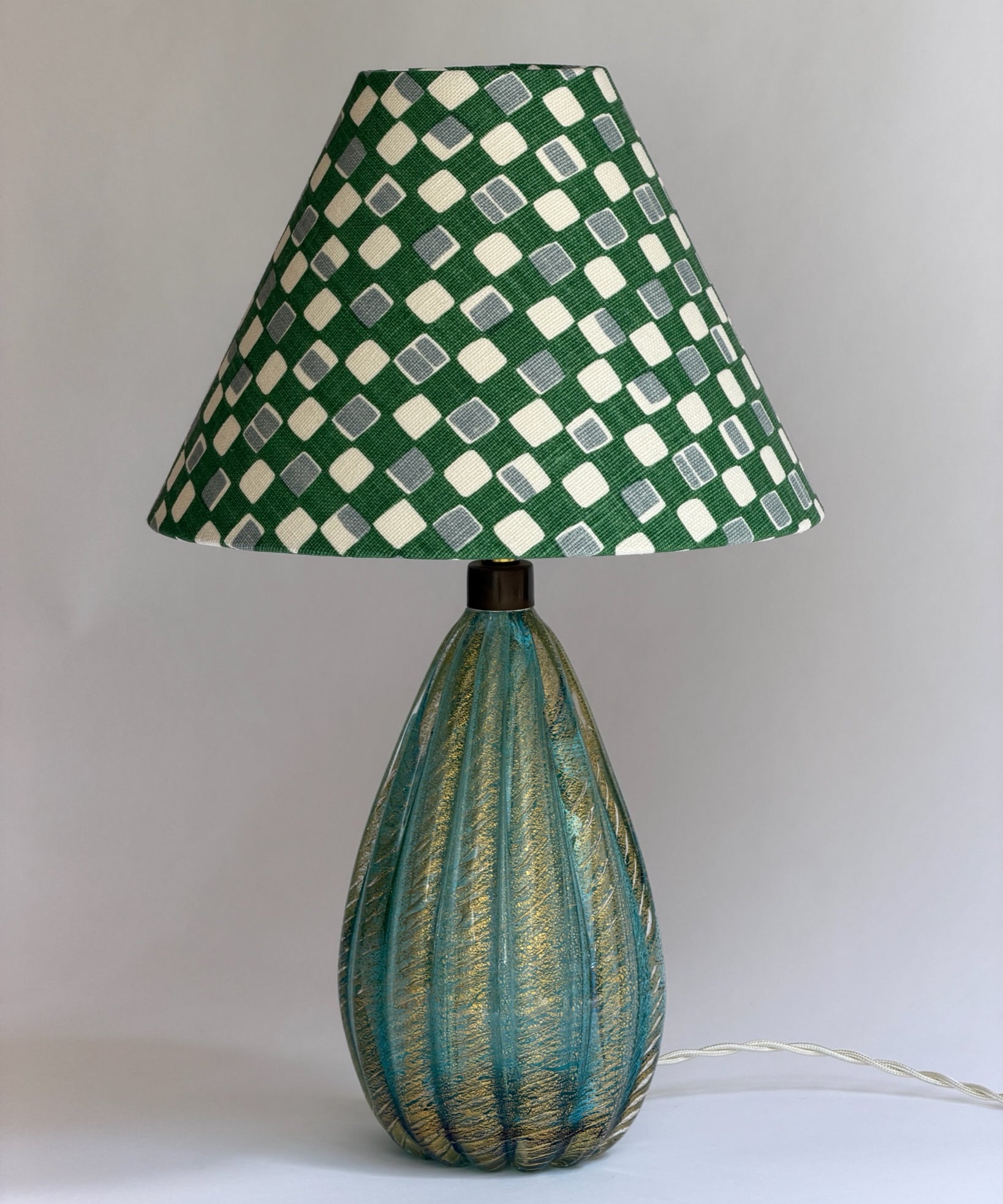 Vintage large green Murano table lamp (incl. lampshade)