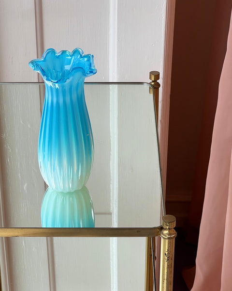 Vintage opal blue Murano vase