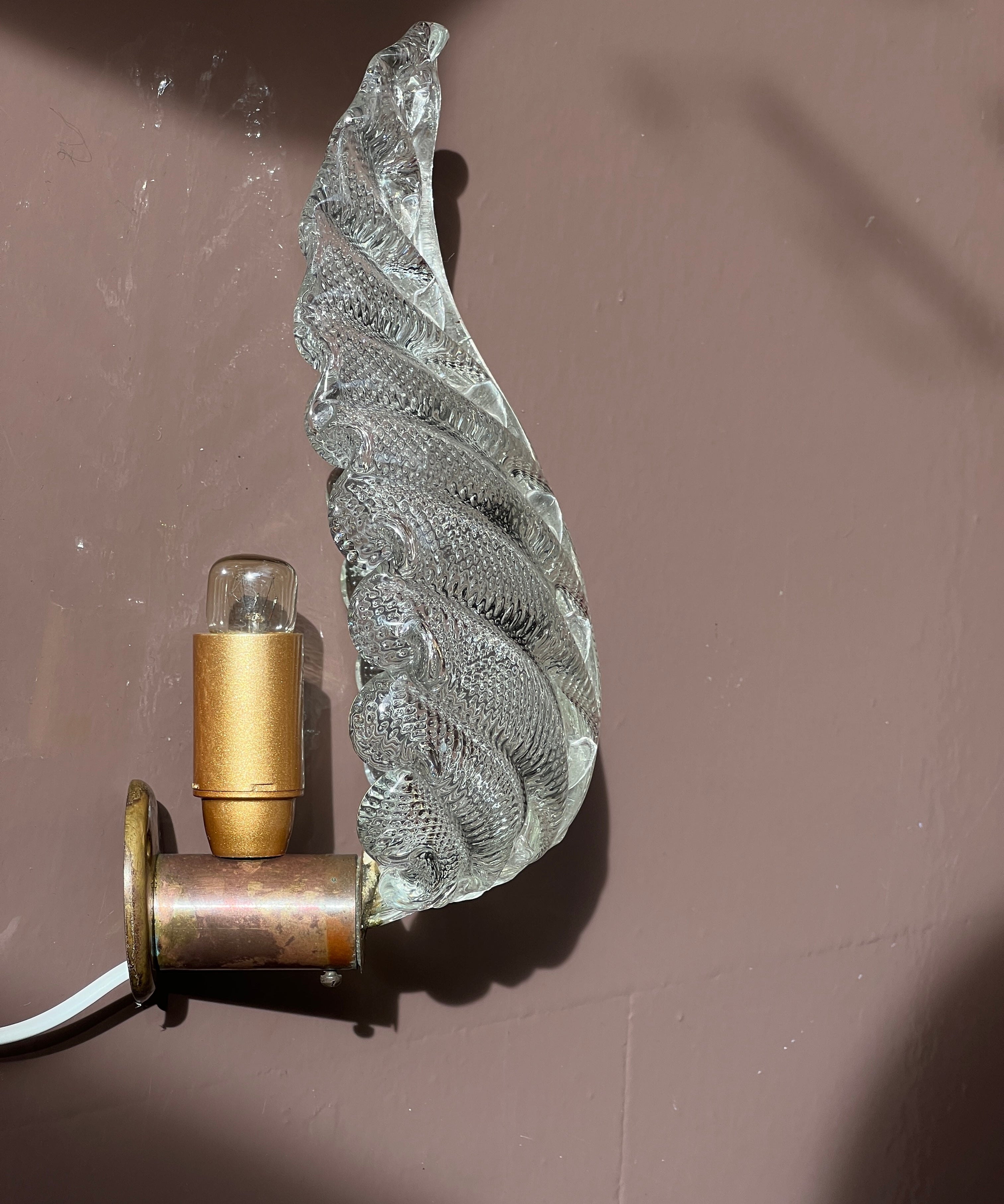 Vintage Murano leaf wall lamp