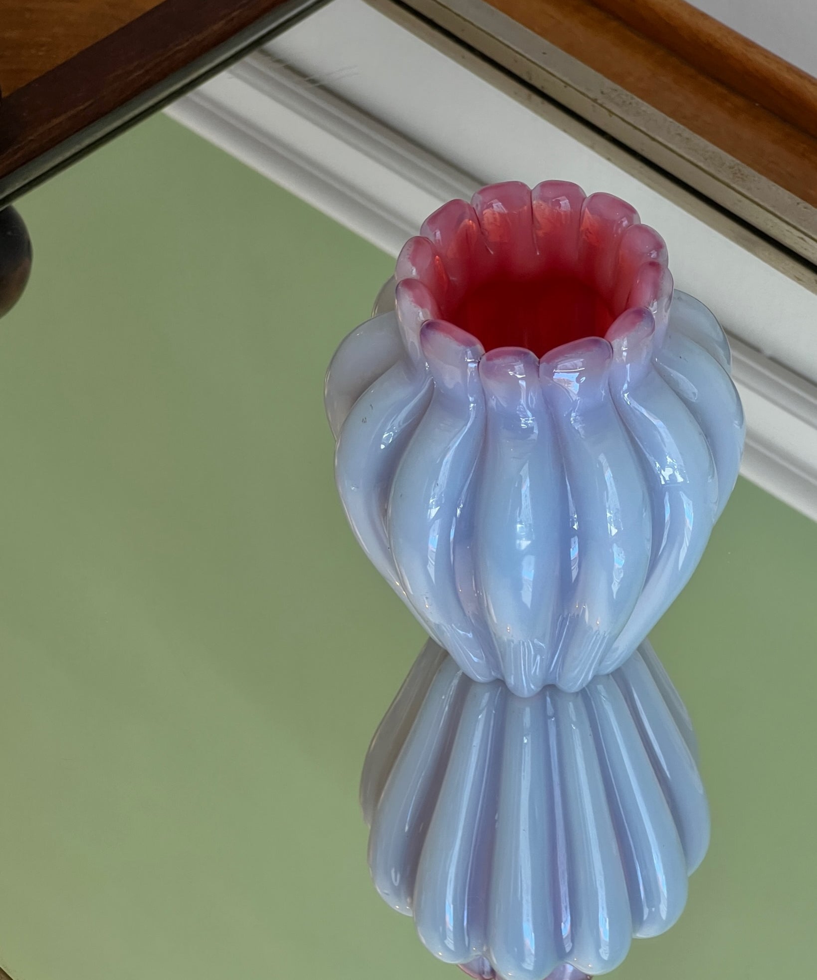 Vintage opal pink Murano vase