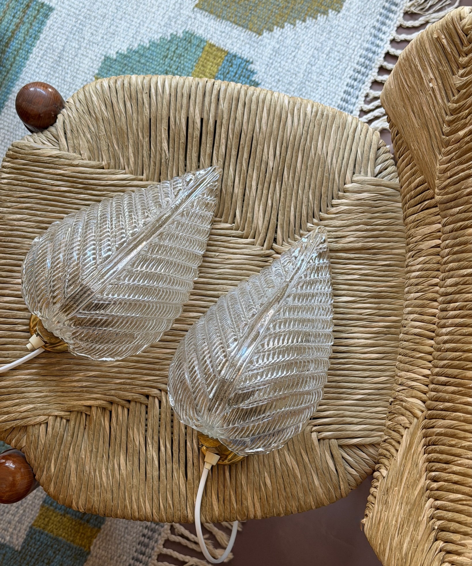 Vintage Murano leaf wall lamp (2 available)