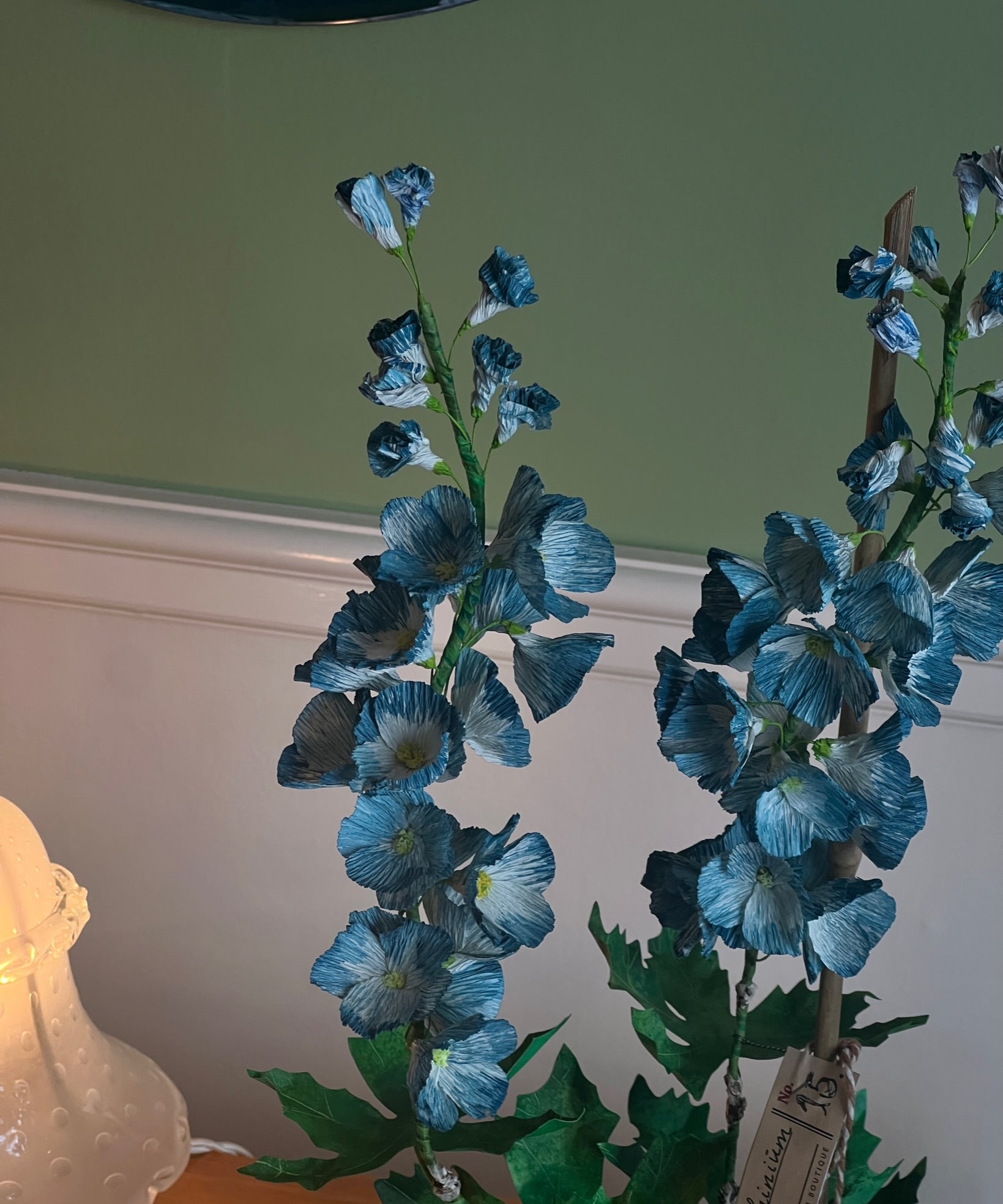 Paper flower 'Blue Delphinium'