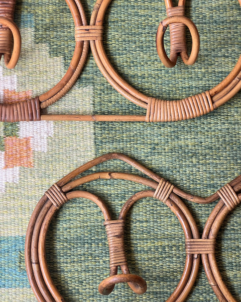 Vintage rattan coat rack