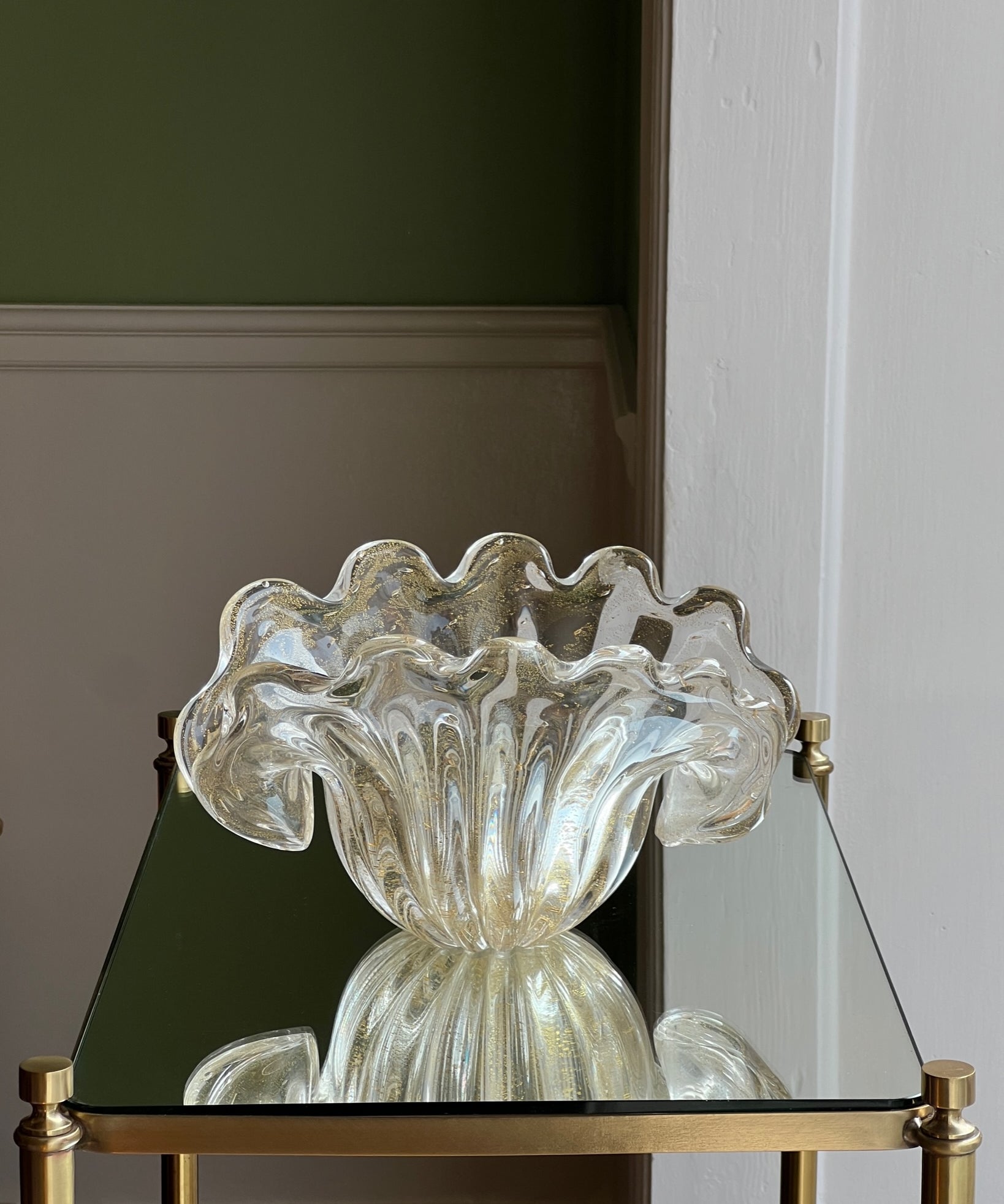 Vintage golden / clear Murano shell bowl