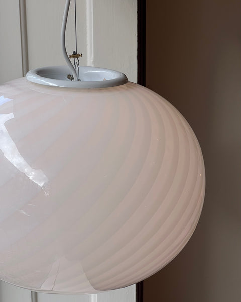 Vintage Murano white swirl oval ceiling lamp (D40)