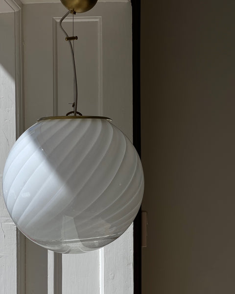 Vintage white clear Murano ceiling lamp (D35)