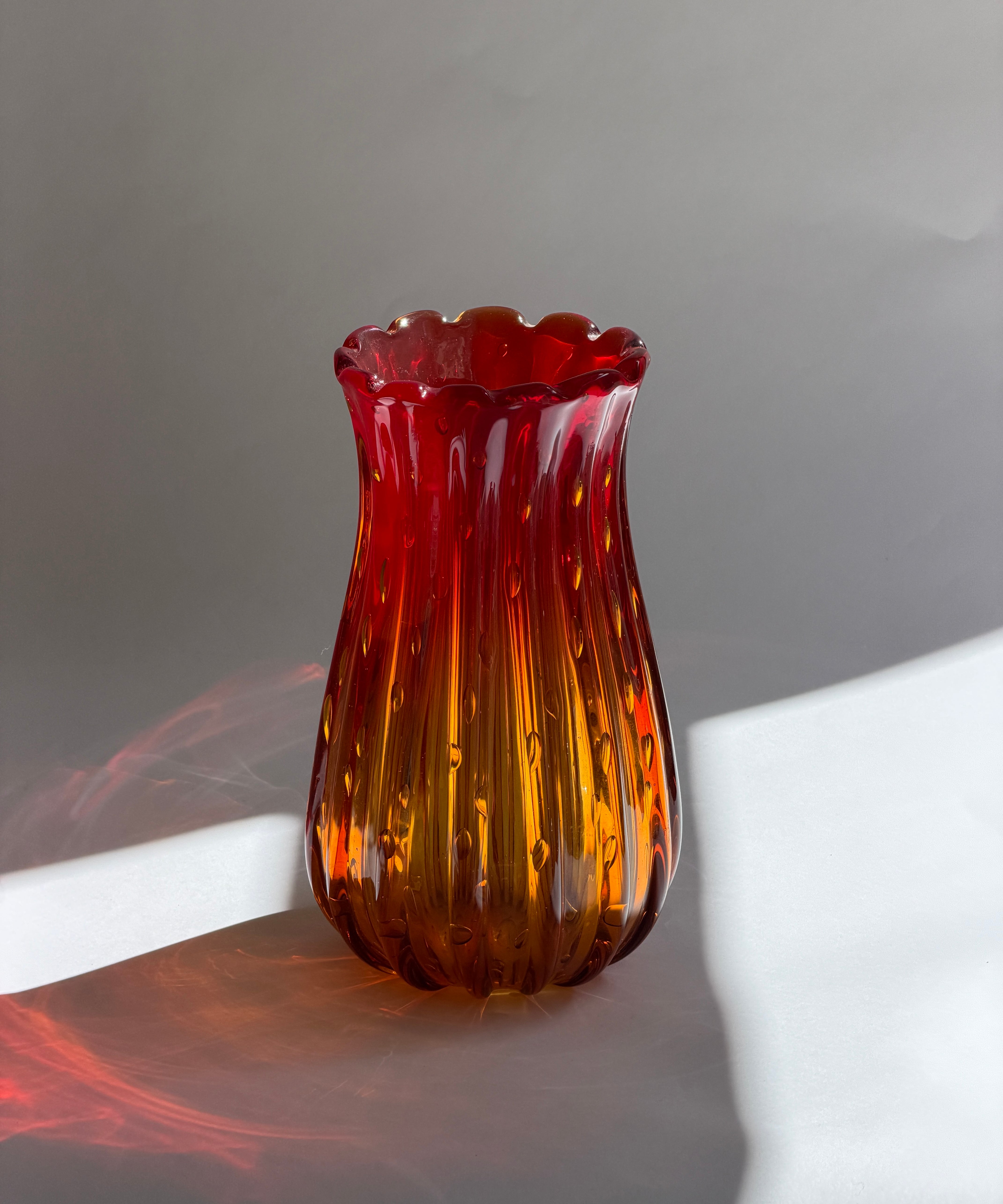 Vintage red/orange Murano vase