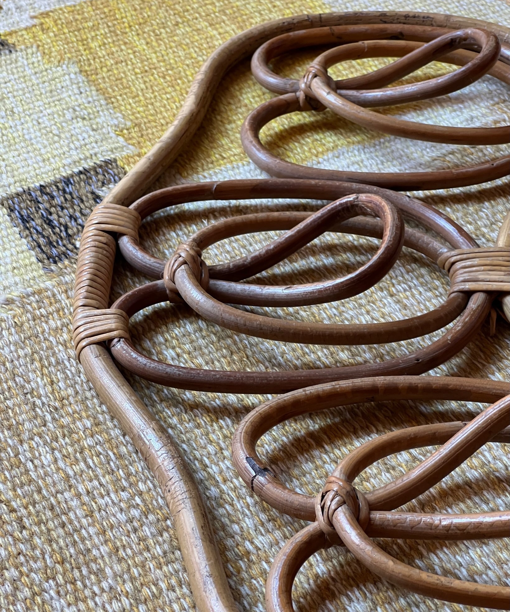 Vintage rattan coat rack