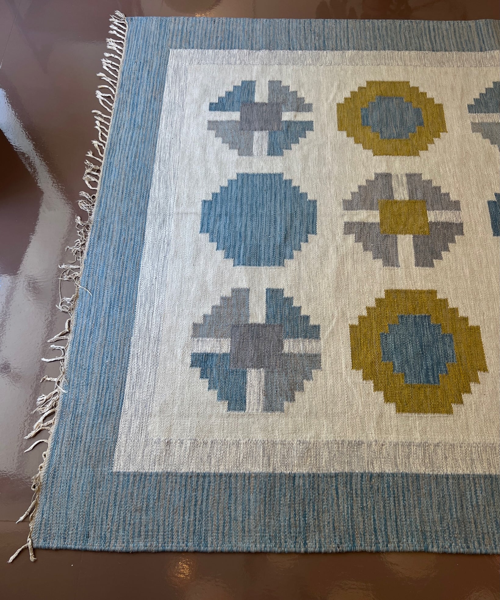Large vintage flat weave rug