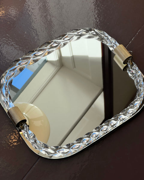 Vintage Italian mirror with twisted clear squared glass frame