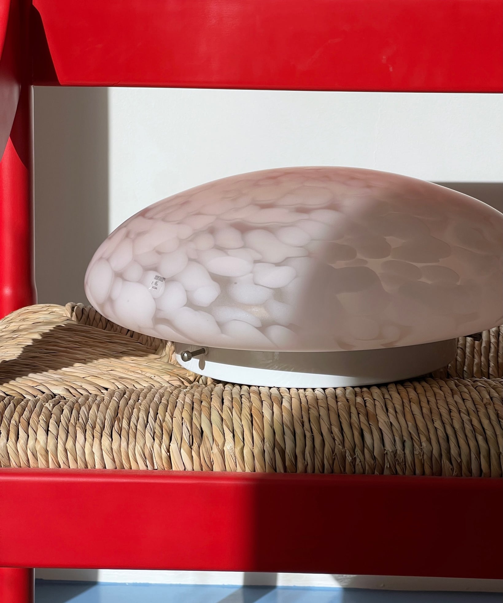 Vintage Murano pink / blured ceiling/wall lamp (D40)