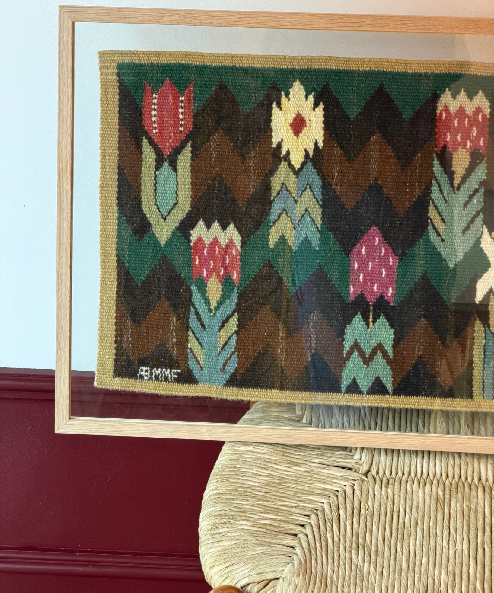 Vintage handwoven wall tapestry by Märta Måås-Fjetterström (AB MMF)